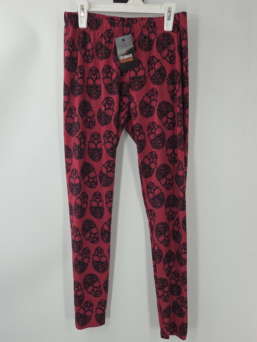 Womens Skull-Print Maroon Leggings Size Small NWT